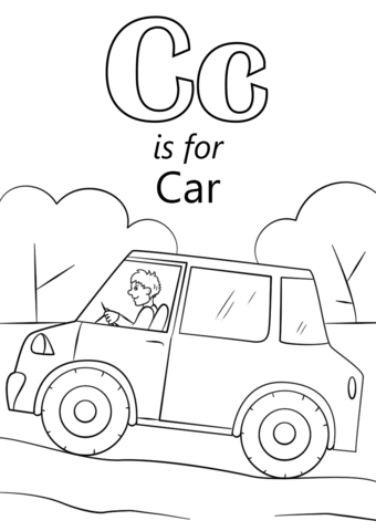 Letter C Is For Car Coloring Page